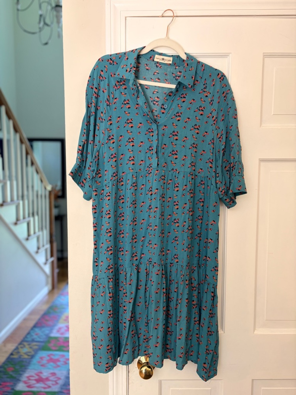 NATURAL LIFE Teal Floral Button-Front Tiered Mini - Picture 2 of 5